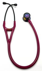 OOPS-6241-4 3M™ Littmann® Cardiology IV™ Diagnostic Stethoscope, High Polish Rainbow Chestpiece, Raspberry Tube, Smoke Stem and Smoke Headset, 27 inch