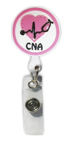 3D Rubber Retractable Badge Reel – CNA Heart #BH-126