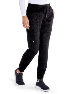 *Clearance* Barco One Women's 3-Pocket Perforated Cargo Jogger Black Glimmer Print #BOP513
