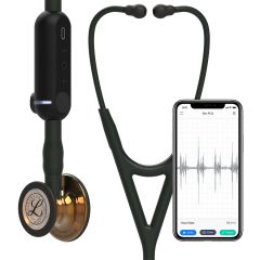 #8870 3M™ Littmann® CORE Digital Stethoscope, High Polish Copper Finish Chestpiece, Black Tube, Black Stem and Black Headset, 27 inch