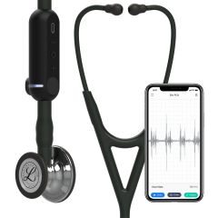 #8890 3M™ Littmann® CORE Digital Stethoscope, Mirror Finish Chestpiece, Black Tube, Black Stem and Black Headset