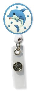 3D Rubber Retractable Badge Reel – Dolphin #BH-133